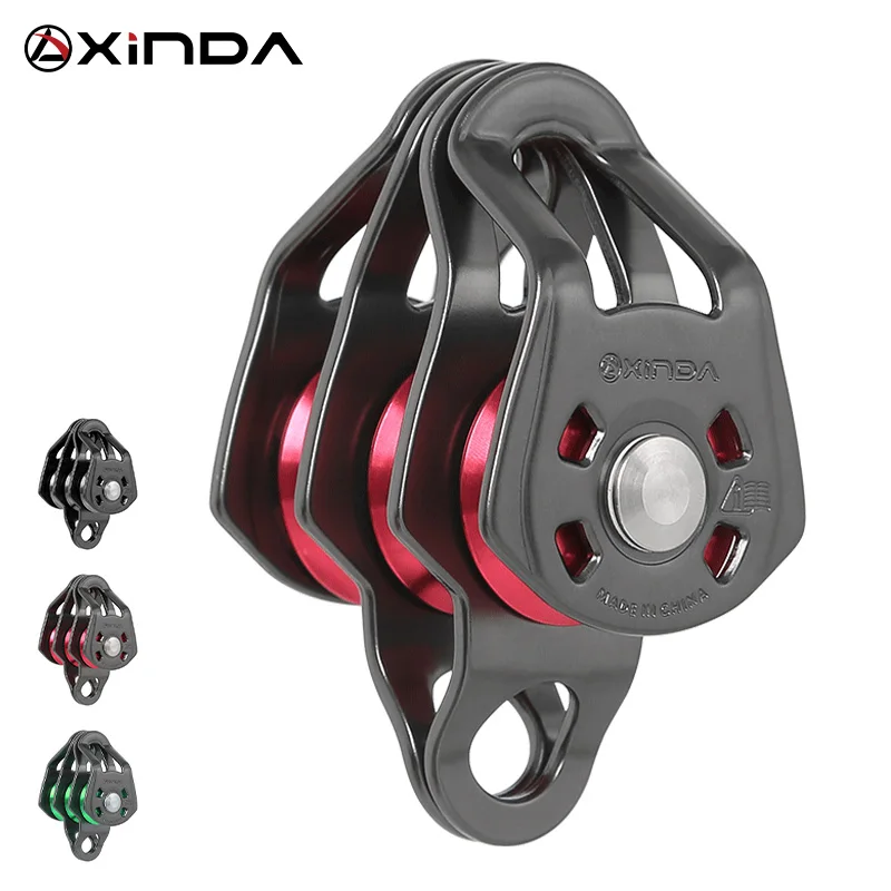 Xinda al aire libre tres polea cordel cruces escalada en roca rescate para ampliar elevación bloque de polea de rodamiento de bolas