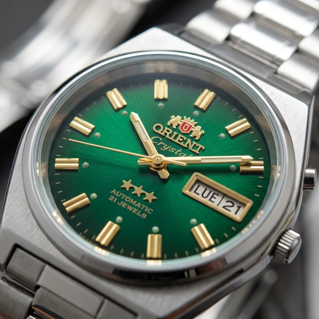 Reloj mecánico automático ORIENT de 36mm para hombre, pulsera de acero inoxidable, fecha luminosa, 21 joyas, reloj de pulsera de negocios