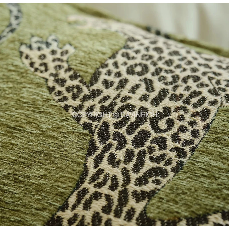 DAVINRICH-funda de almohada Lumbar con estampado de leopardo Medieval, cubierta de cojín de lujo, color verde, Colección Royal Menagerie