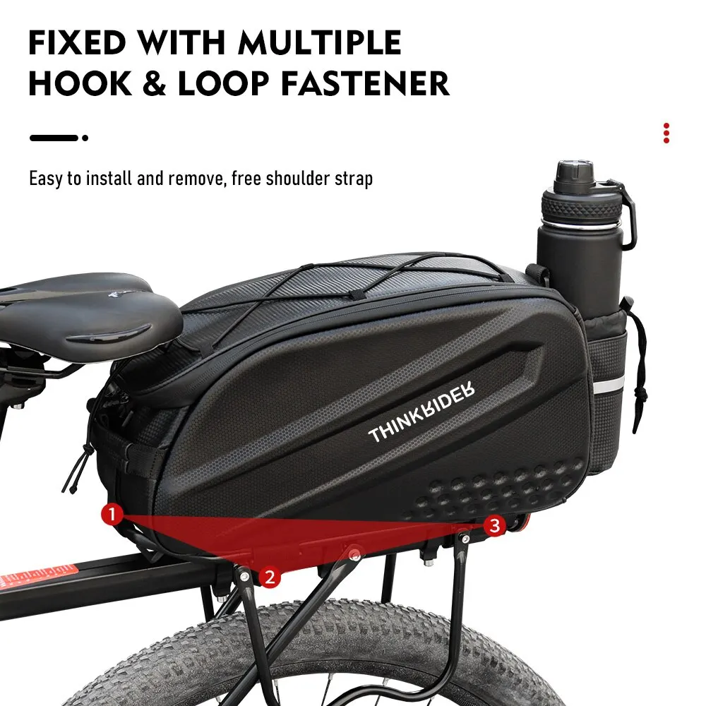 ThinkRider-Bolsa de coraza para bicicleta, bolsa de gran capacidad, Material antisalpicaduras, con cubierta para lluvia, 14L