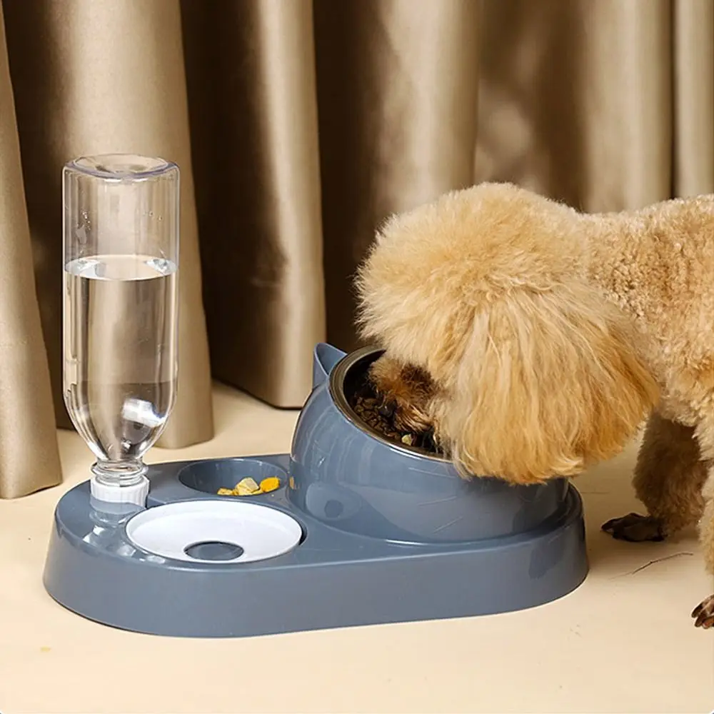 Contenedor de comida con bebedero, bebedero para mascotas, tazón 2 en 1, dispensador de agua, almacenamiento automático de agua, tazón de comida para perros y gatos