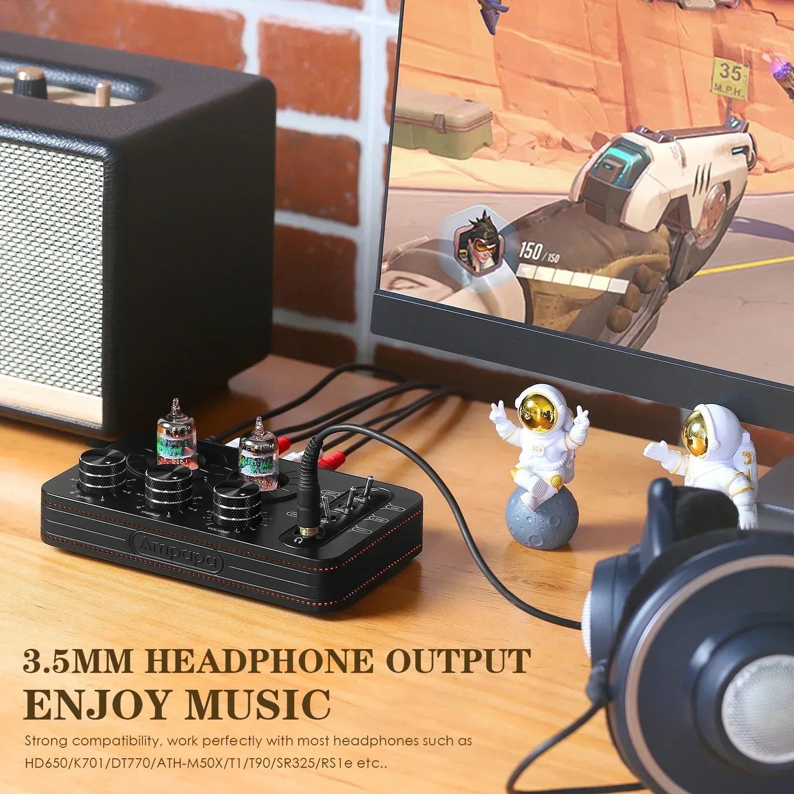 Ampapa A1 Mini JAN5654 tubo de válvula Phono preamplificador de escenario estéreo preamplificador de Audio de escritorio para teléfono/PC/TV/tocadiscos amplificador de auriculares HIFI