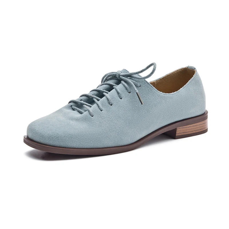 Mocasines de mujer con cordones 2025, nuevos zapatos de primavera, zapatos Oxford de piel auténtica de ante para mujer, zapatos de mujer de estilo británico de talla grande