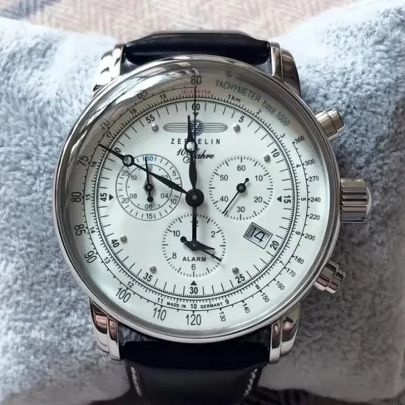 Reloj Zeppelin Airship con fecha automática, correa de cuero para hombre, reloj de moda de lujo informal para negocios, reloj de regalo para hombre, reloj resistente al agua