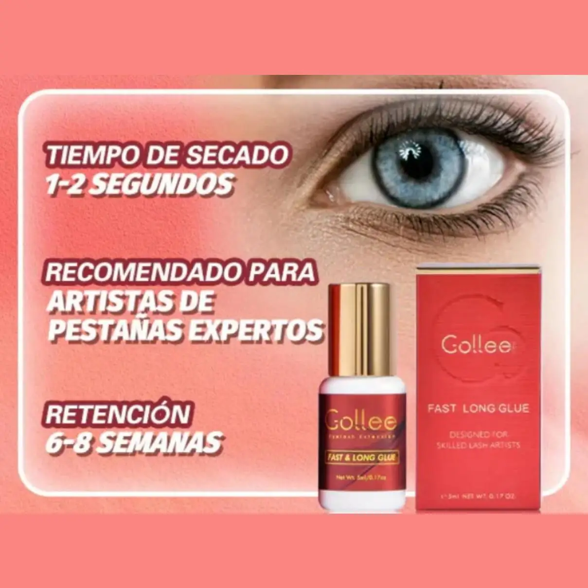 Gollee-pegamento para extensión de pestañas, herramientas de maquillaje, pegamento para pestañas de 5ml, venta al por mayor, resistente al agua, 1s, extensión de pestañas de secado rápido