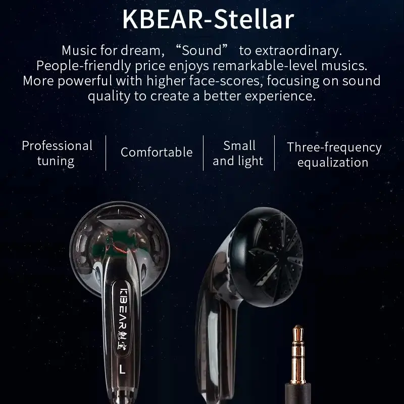 KBEAR Stellar 5 uds opcional 15,4mm controlador dinámico auriculares HIFI en el oído Monitor japonés PPS auriculares planos auriculares deportivos