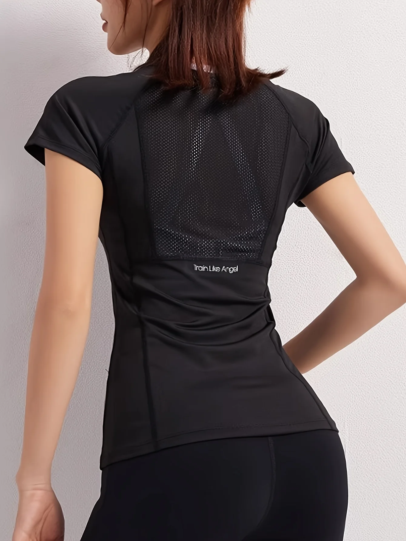 Camiseta Deportiva de Secado Rápido para Mujer, Manga Corta, Ajustada, Estilo Red, para Correr, Sexy, para Fitness, Top de Verano, Ropa de Yoga, Media Manga