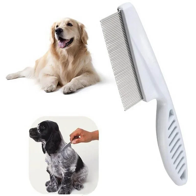 Peine para quitar el pelo de mascotas, peine para pulgas de acero inoxidable para gato, perro, comodidad para mascotas, peine para el cuidado del pelo de las pulgas, cepillo para perros, herramientas de aseo, 1 ud.