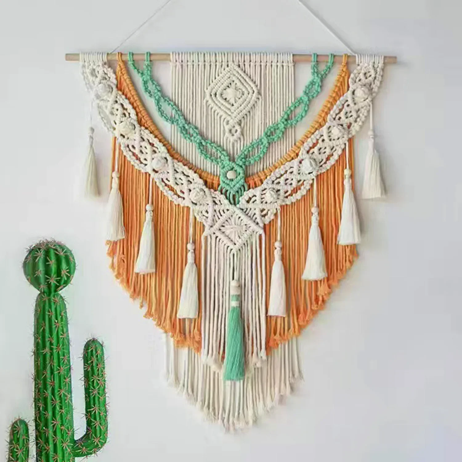 Macramé tejido para colgar en la pared, decoración artística bohemia elegante para el hogar, hermoso tapiz decorativo para apartamento, dormitorio y habitación