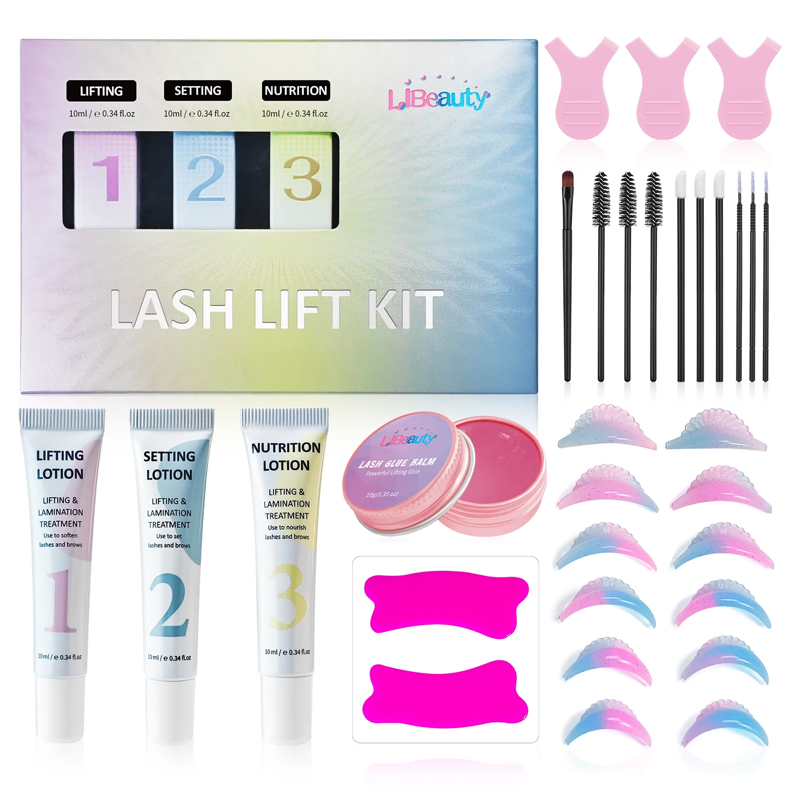 Kit de Lifting de Pestañas Libeauty de 10 ml y Kit de Laminación de Cejas con Bálsamo para Lifting de Pestañas, Diseño Tubular de Precisión para Uso en Casa