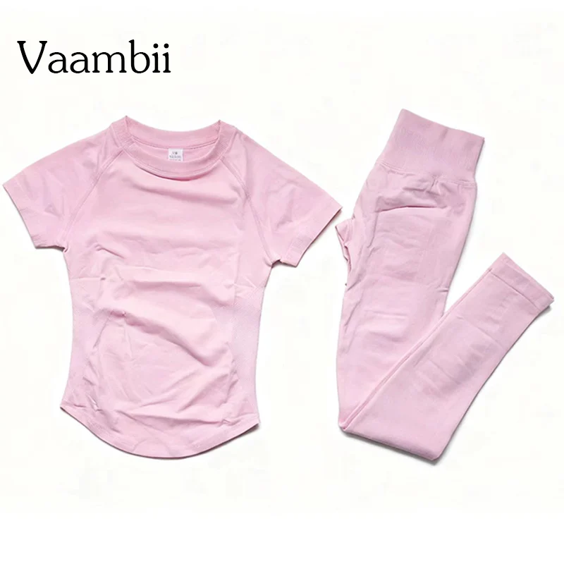 Conjunto Deportivo de Top de Manga Corta y Leggings Impact, Conjunto de Gimnasio de 2 Piezas, Traje de Yoga para Mujer, Ropa Deportiva sin Costuras para Gimnasio