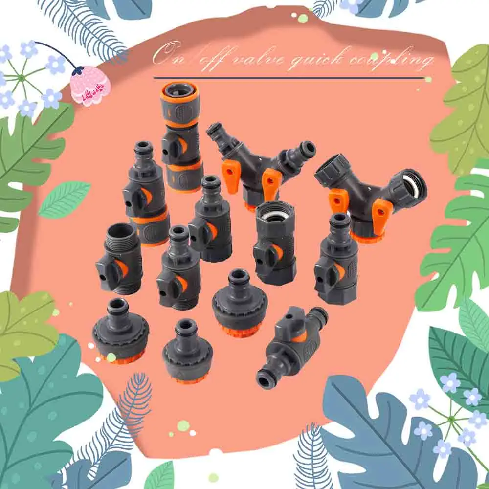 Válvula de encendido Y apagado de grifo de manguera de jardín, conector rápido de 16mm, 1/2 ", 3/4", 1 ", adaptador macho hembra, junta en Y para aspersor de pistola de agua de tubería de PE, 1 unidad