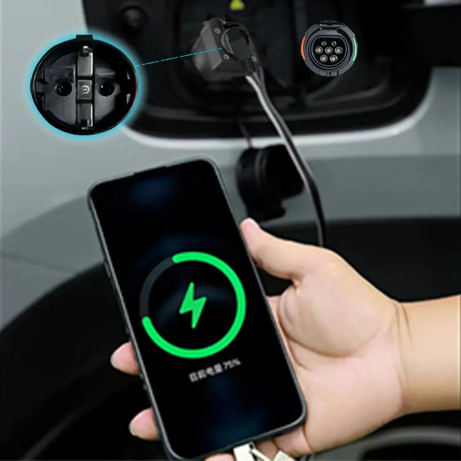 No es un tipo 2, enchufe de descarga lateral para coche eléctrico, adaptador de cargador EV GBT 16A con enchufe europeo, estación de energía para exteriores, puertos de necesidades V2L