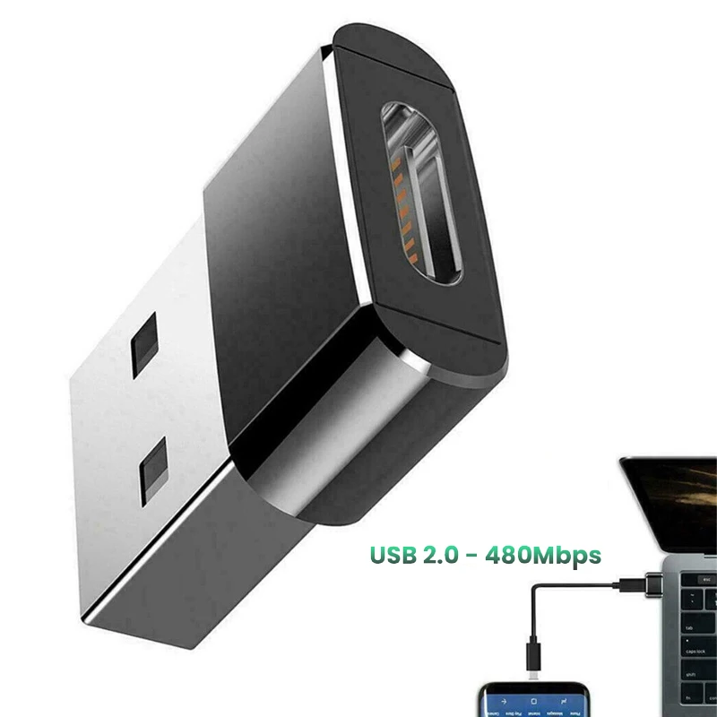 Adaptador USB C carcasa de aleación de aluminio USB 2,0 macho a USB 3,1 tipo C hembra adaptador tipo C para ordenador portátil Samsung Xiaomi 10 auriculares