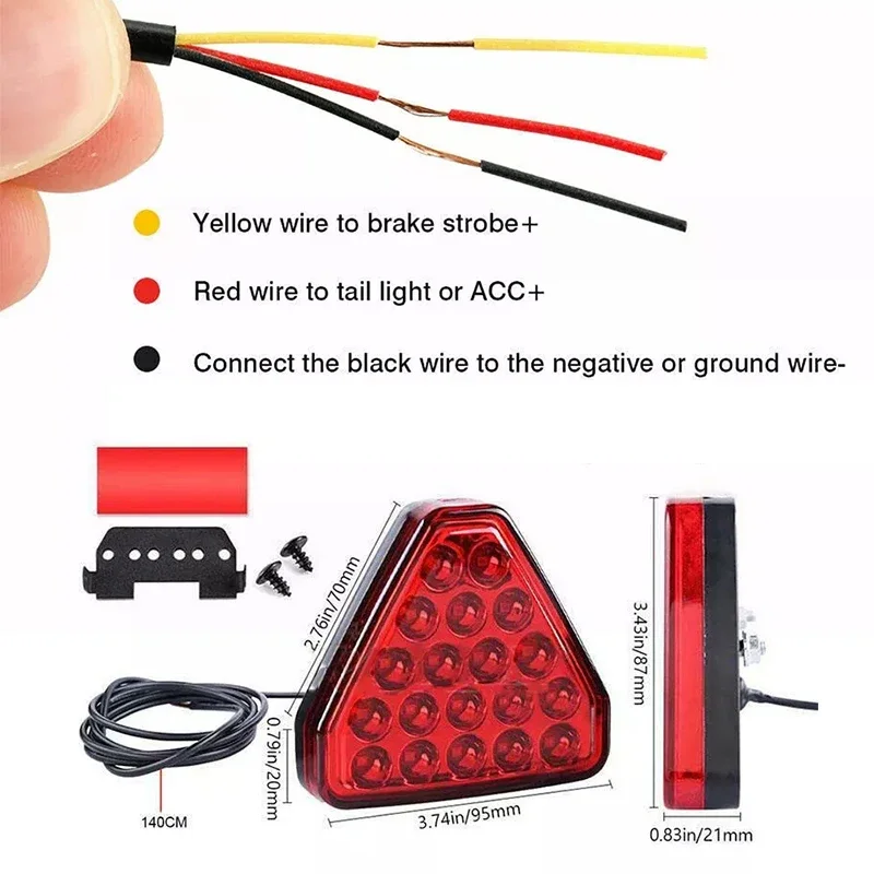 Luz de señal de freno Universal 19LED F1 estilo triangular luces de freno traseras de coche deportivo lámpara de advertencia trasera de coche 12V para JDM BBA