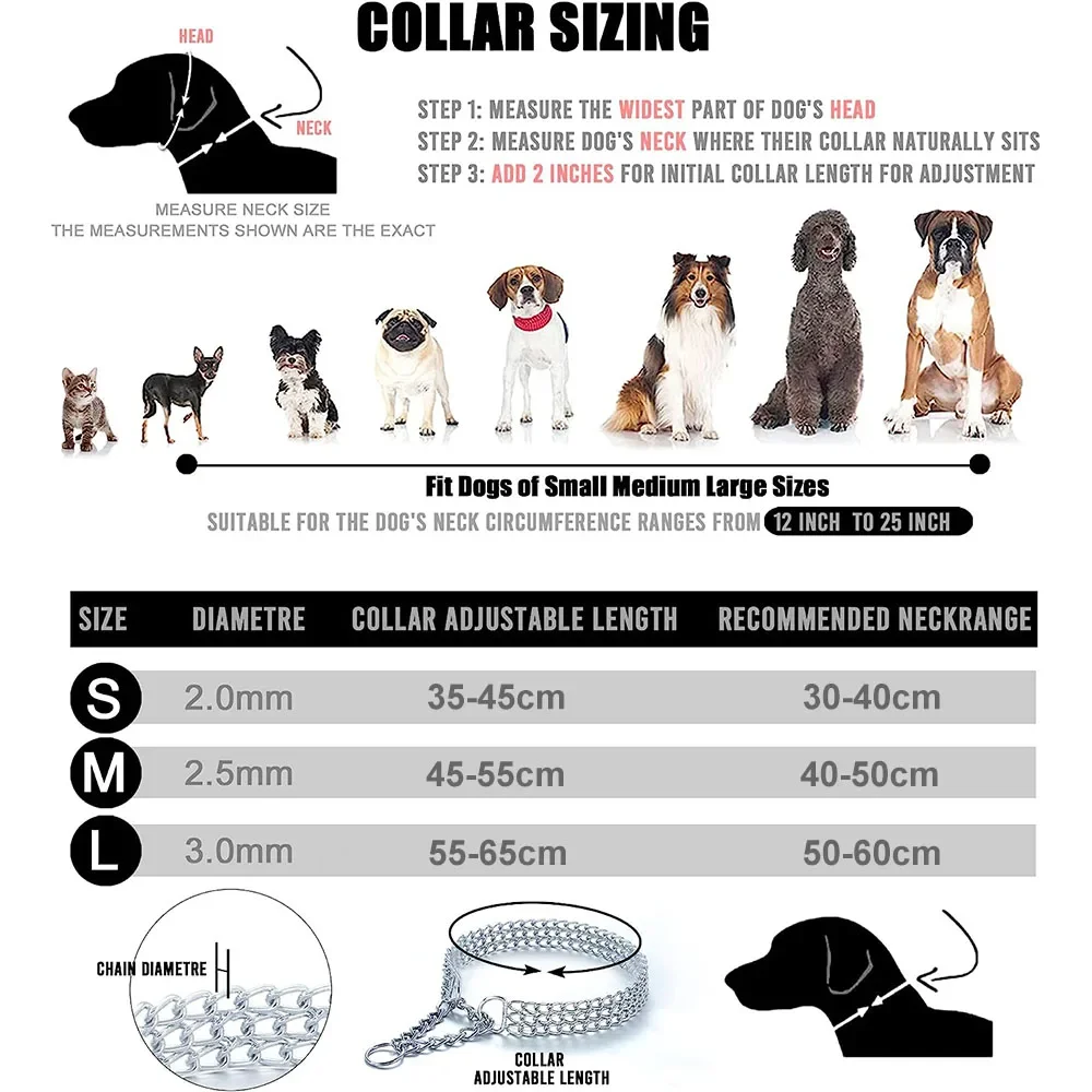 Collar de cadena para perro fuerte, cadena de Triple fila a prueba de masticar, Collar para caminar ajustable, Collar de perro de enlace cubano de Metal