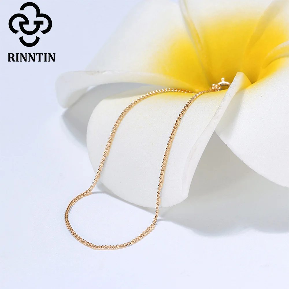 Rinntin sólida plata 925 1,0mm collar de cadena lateral para mujeres niñas collar elegante joyería fina 40/45/50/55/60cm SC18
