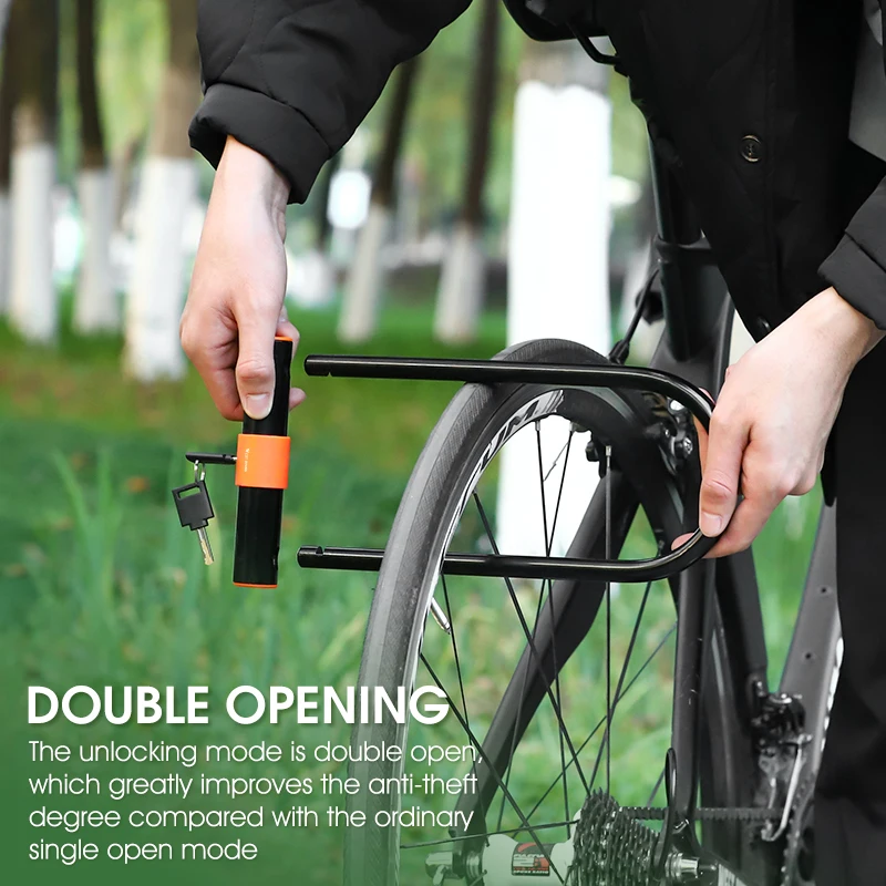 WEST BIKING-cerradura en U de acero al carbono para bicicleta, candado seguro antirrobo para bicicleta de montaña y carretera, accesorios para ciclismo y motocicleta