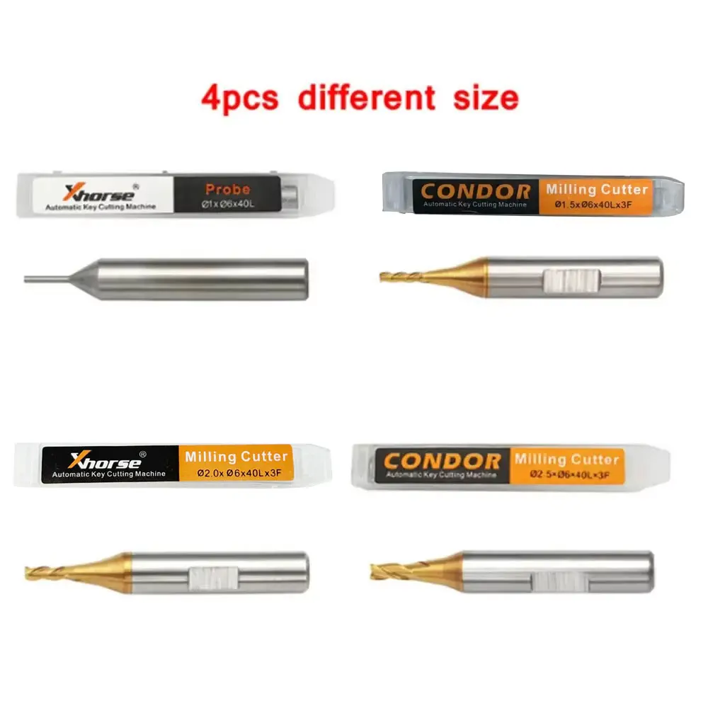 3 uds sonda cortadora de fresado 1,0mm 1,5mm 2,0mm 2,5mm para Xhorse CONDOR XC MINI Plus Dolphin XP-005 XP-007 máquina cortadora de llaves