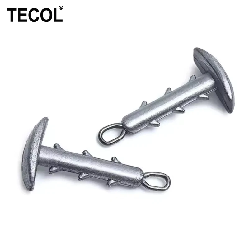 TECOL 5PCS 2.6G 3.4G 5.3G Plomos de pesca con anclaje y bloqueo antideslizante, tipo erizo de mar, para cebo blando y esponjoso