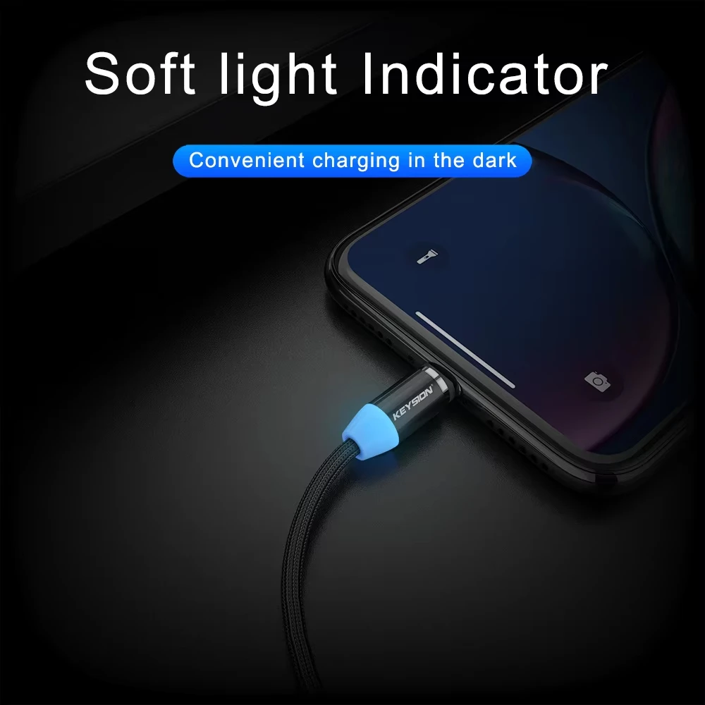 NNBILI Cable USB magnético LED Cable de carga rápida tipo C cargador magnético carga de datos Cable Micro USB Cable de teléfono móvil Cable USB