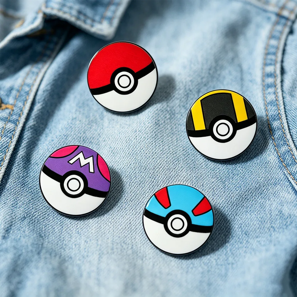 Set de 4/8 pines esmaltados de Poké Ball, broches clásicos de Master Ultra y Great Ball, insignias de solapa de Pokémon para decoración de cosplay, regalo para amigos y fans