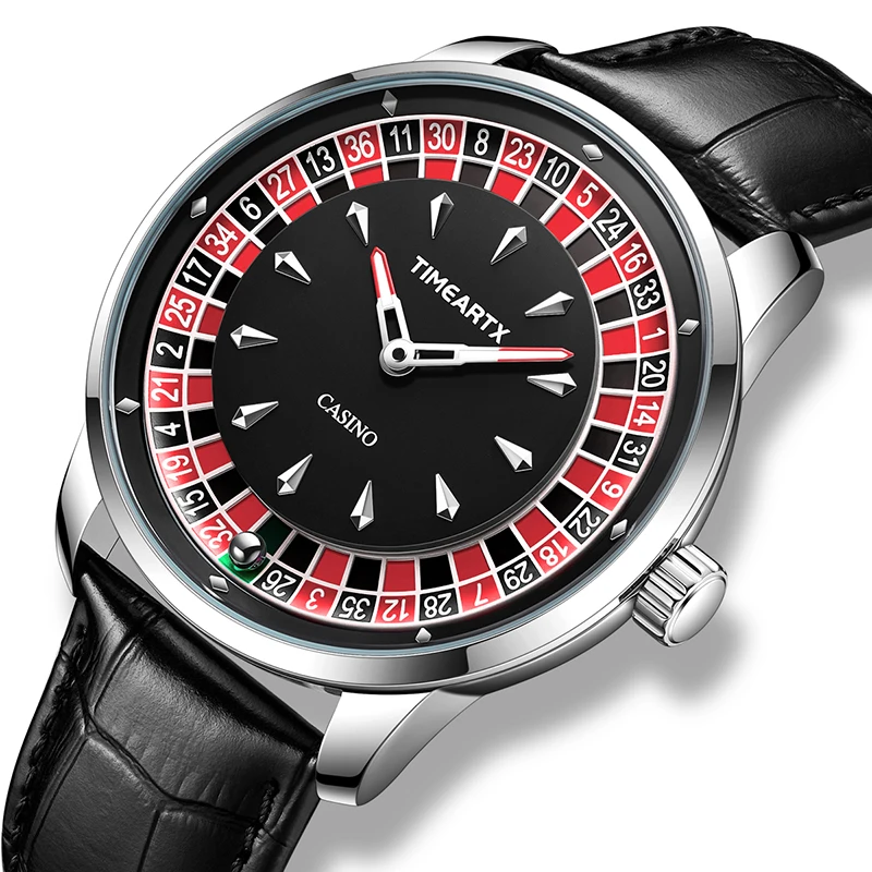 Reloj TIMEARTX para hombre, nuevo diseño de ruleta europea, juego de póquer, movimiento de cuarzo, reloj de pulsera de acero inoxidable, regalos para el día del padre