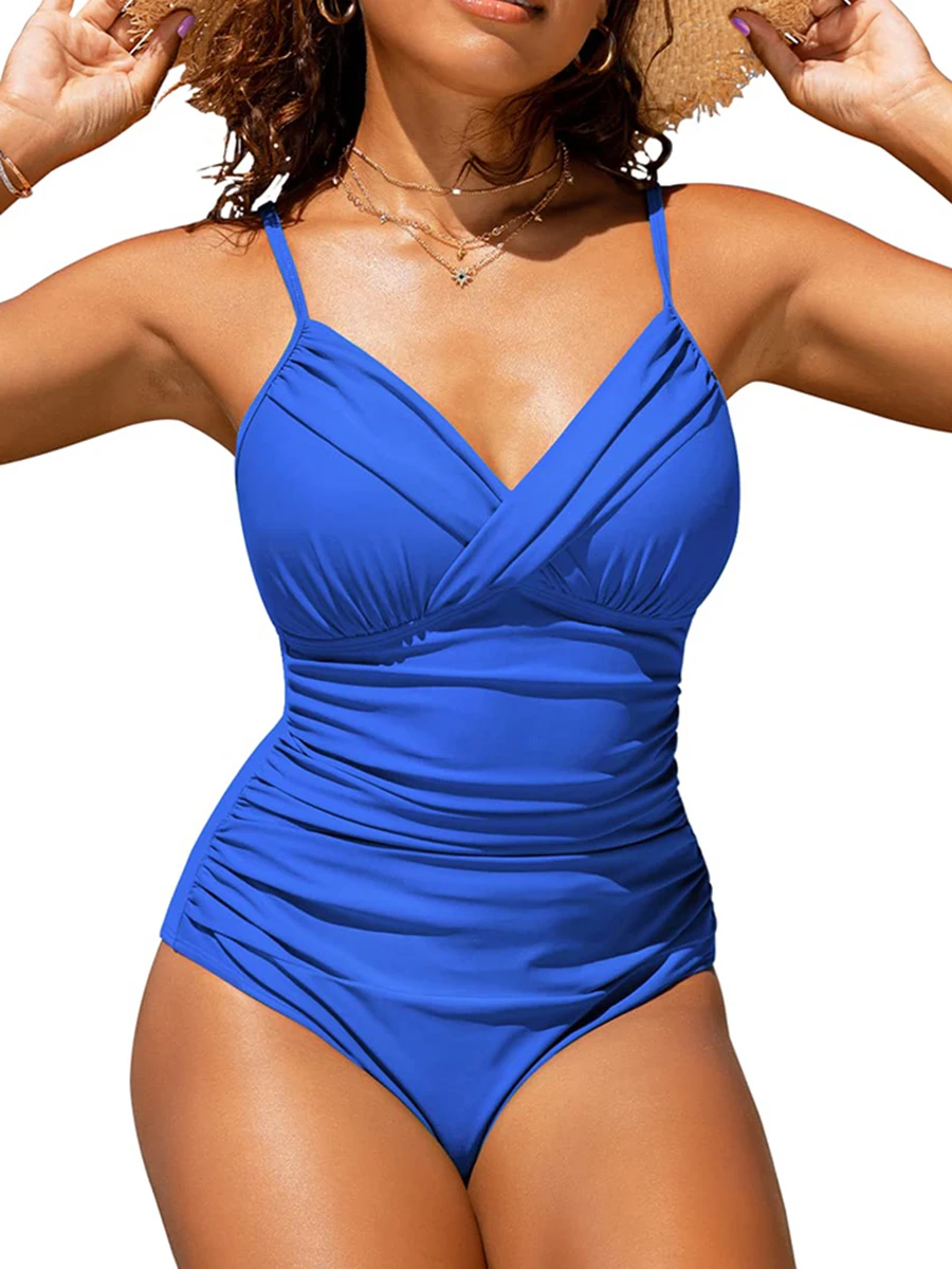Traje de baño push-up 2026 para mujer, de una pieza, liso, tallas grandes, con relleno, para playa y natación, body de verano