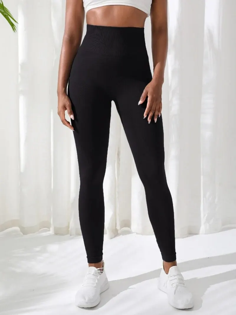 Pantalones de mujer gimnasio Yoga ropa deportiva sin costuras elástico de cintura alta ejercicio atlético Fitness Leggings