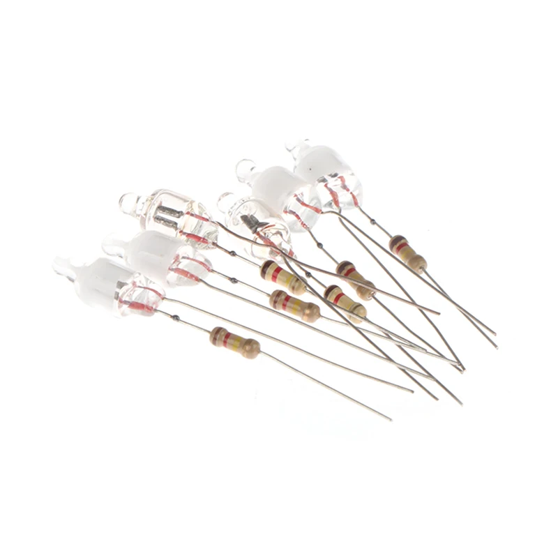 10 Uds luz indicadora de neón verde rojo azul señales 6mm lámpara de neón brillo 2 alambre de cobre 6X13mm bombillas indicadoras de neón