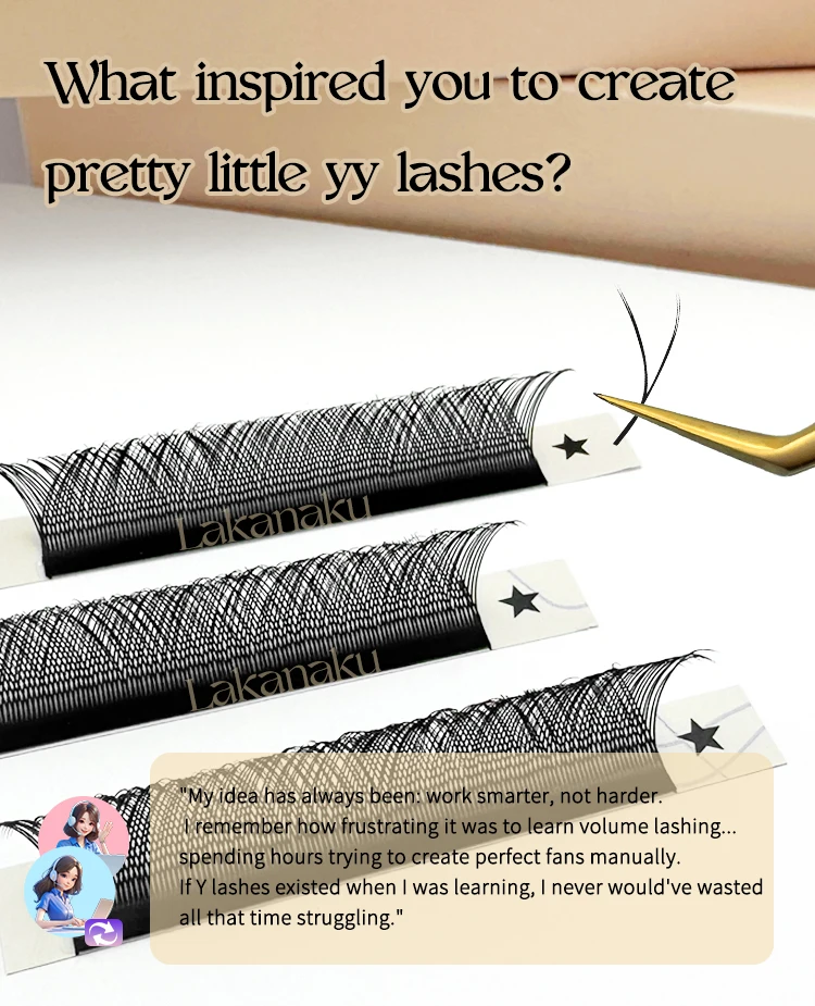 LAKANAKU Cilios YY extensiones de pestañas 10 unids/set C D DD brasileño 2D YY pestañas naturales suaves prefabricadas Fans Faux Cilios