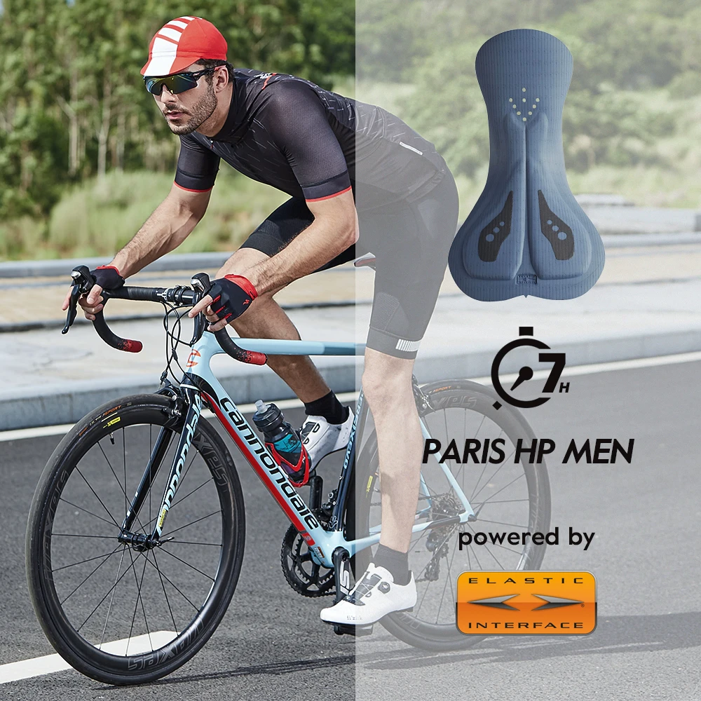 Pantalones cortos de Ciclismo RION para hombre, pantalones cortos con pechera, interfaz elástica, cojín, pantalones cortos acolchados de larga distancia para MTB, mallas ajustadas