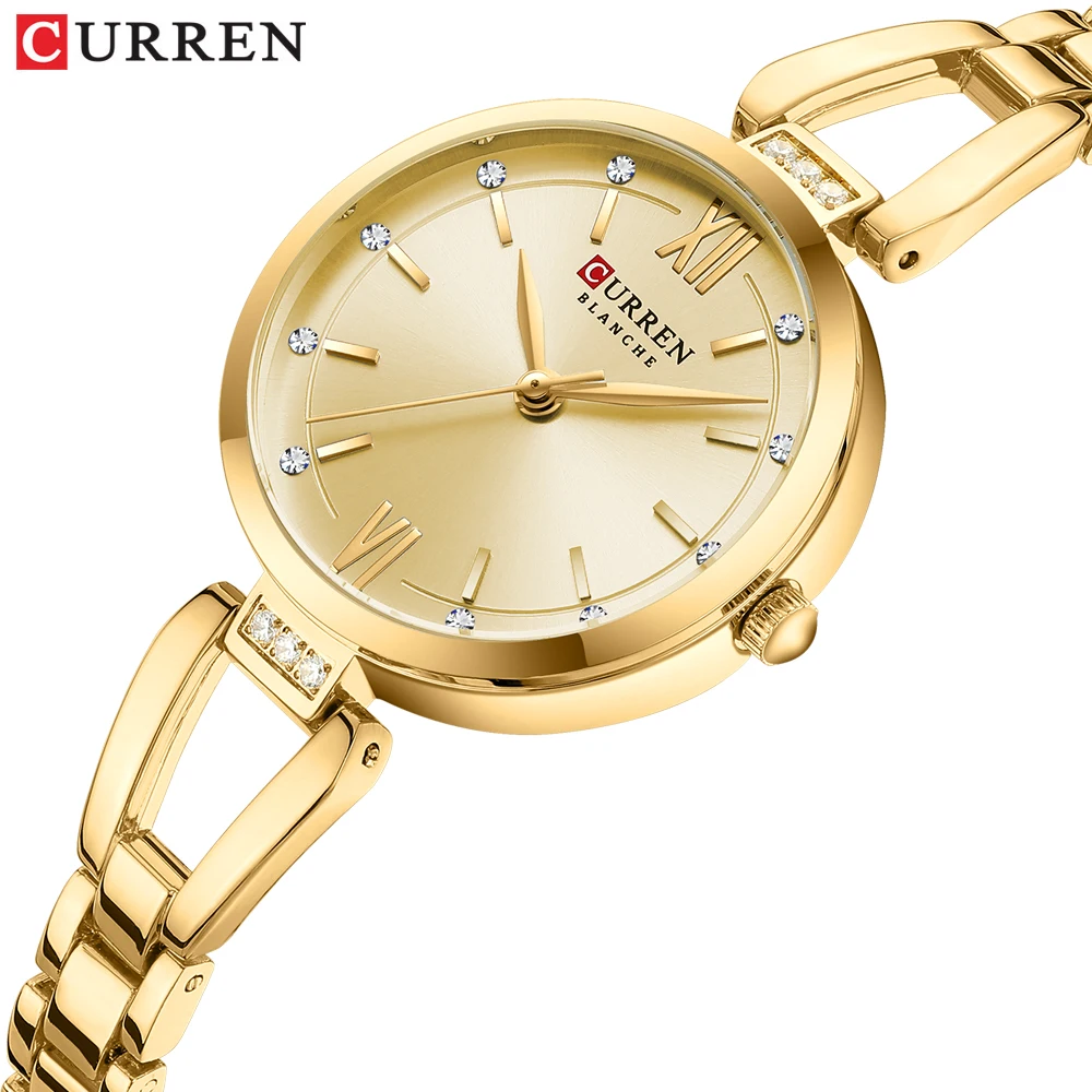 Relojes CURREN para mujer, reloj de cuarzo Original elegante a la moda para mujer, resistente al agua, de acero inoxidable, sencillo, de lujo, para uso diario