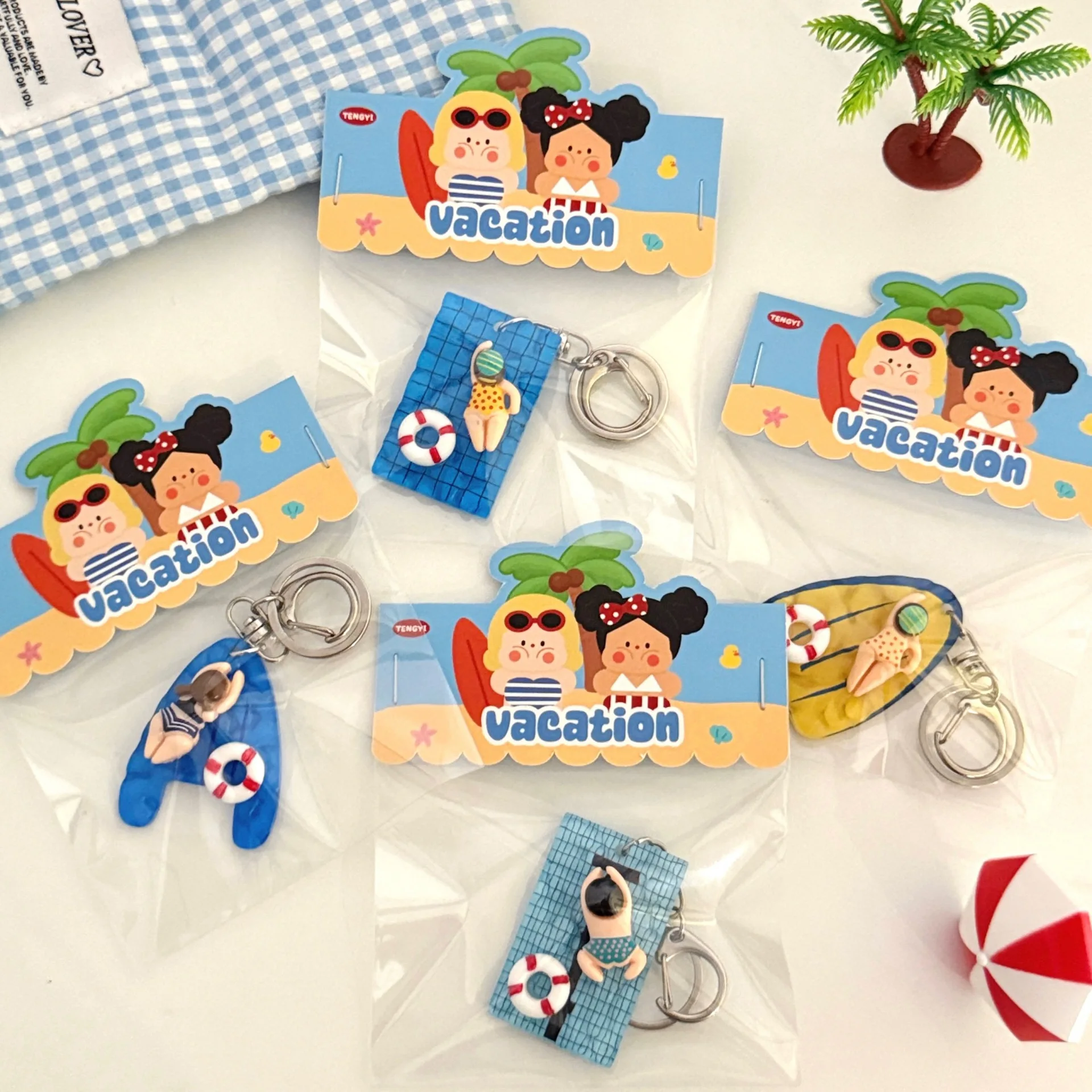 1/4 Piezas Colgante 3D de Ondas de Agua para Piscina, Llavero y Colgante para Mochila de Verano