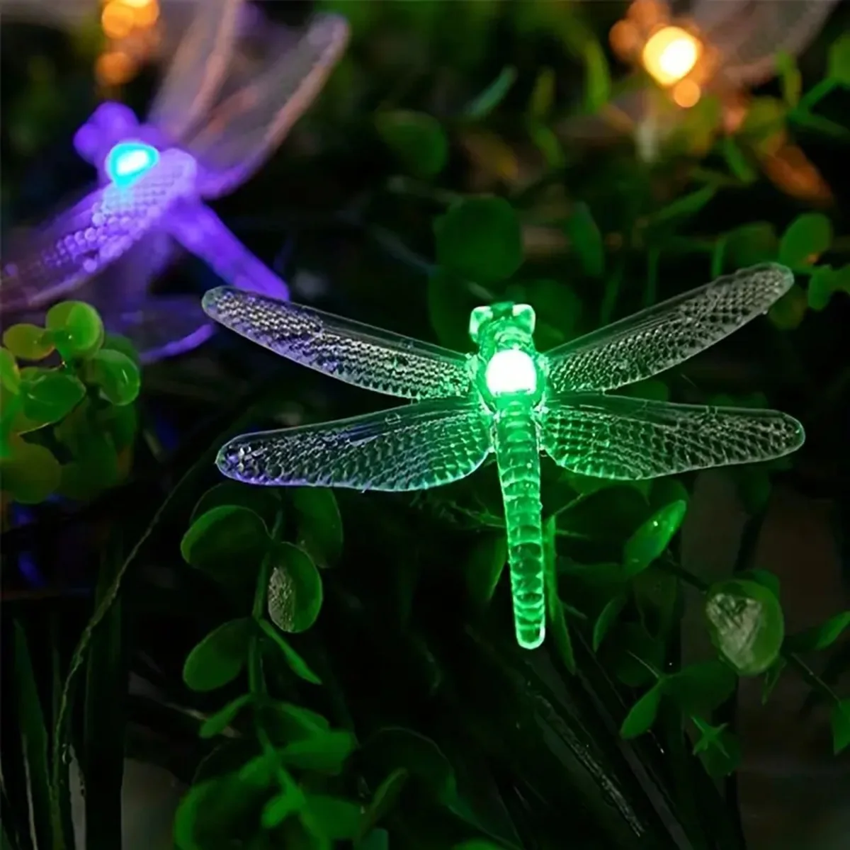Guirnaldas de luces alimentadas por energía Solar de libélula, 5M20LED, impermeables para exteriores, 8 modos, luces de hadas de libélula para el hogar, Patio, jardín, decoración de boda, 1 ud.