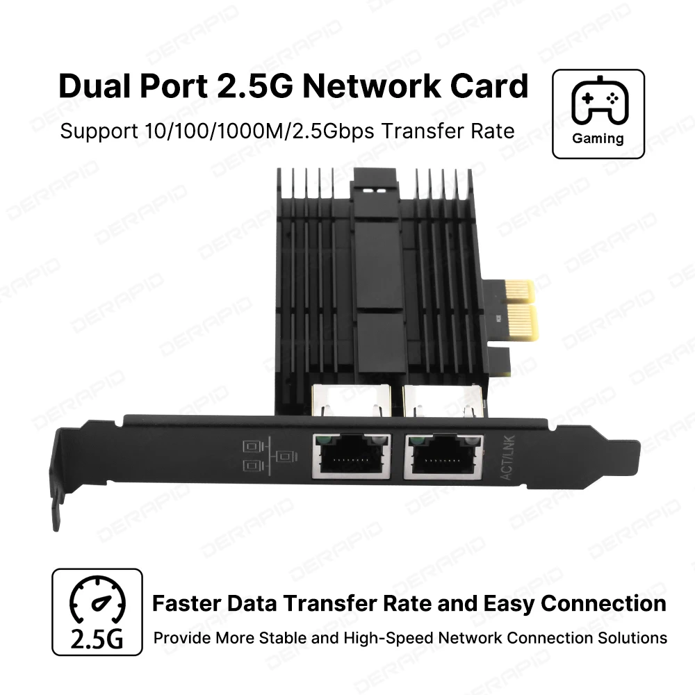 Tarjeta de red Pcie a RJ45 Intel I226 de 2500Mbps, Ethernet Gigabit de 2,5G, tarjeta de red de uno/dos puertos de 100/1000/2500Mbps para escritorio