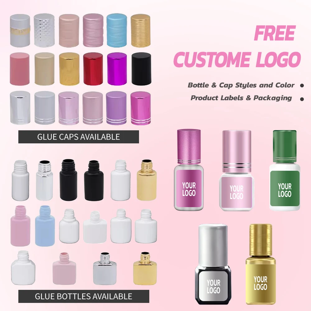 Pegamento para extensión de pestañas, 5/10 Uds., 0,3 segundos, secado rápido, pegamento para pestañas individuales, pegamento para ojos sensibles, pegamento para pestañas negras, logotipo personalizado gratis