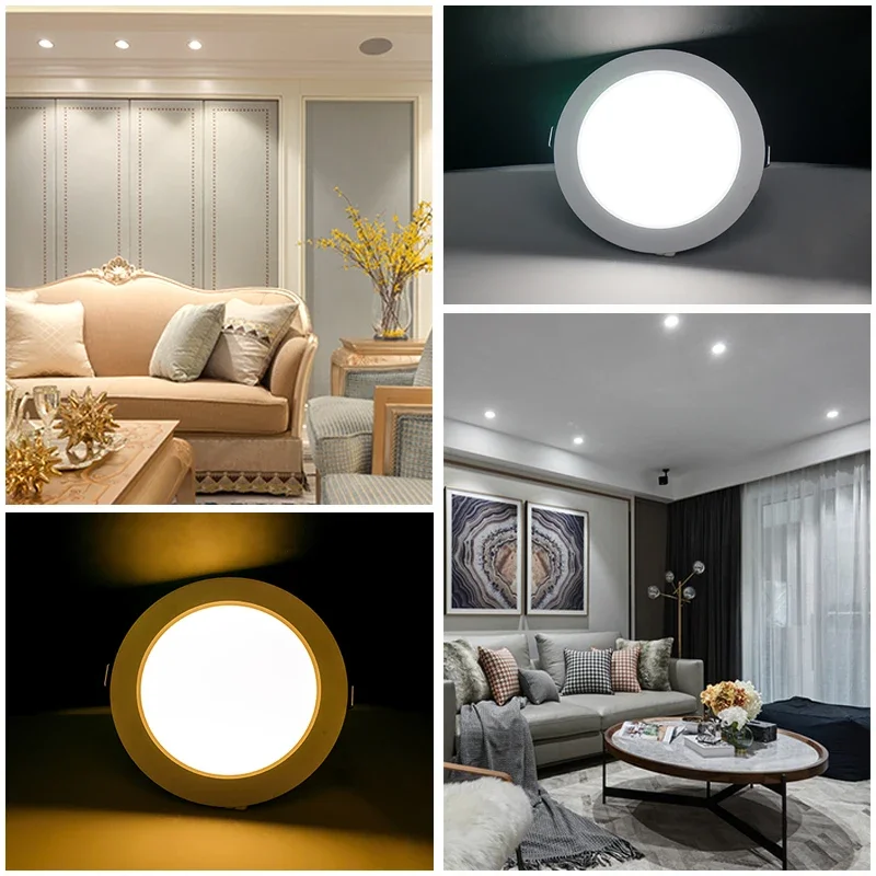 Lámpara LED Empotrable de 3W 5W 7W 9W 12W 15W, Lámpara LED de CA 220V 230V 240V, Foco Redondo Empotrado, Panel LED, Iluminación Interior