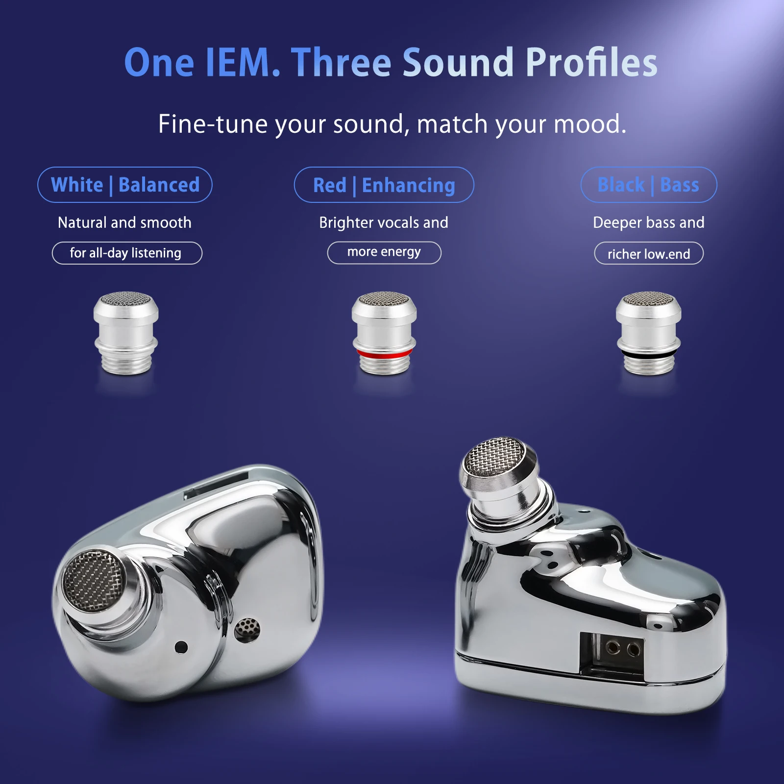 Audífonos Intrauditivos Dinámicos JUZEAR Nimbus HiFi IEM con 3 Boquillas de Ajuste, 3.5+4.4mm/ 3.5mm+Tipo-C, Micrófono, Auriculares para Juegos y Música