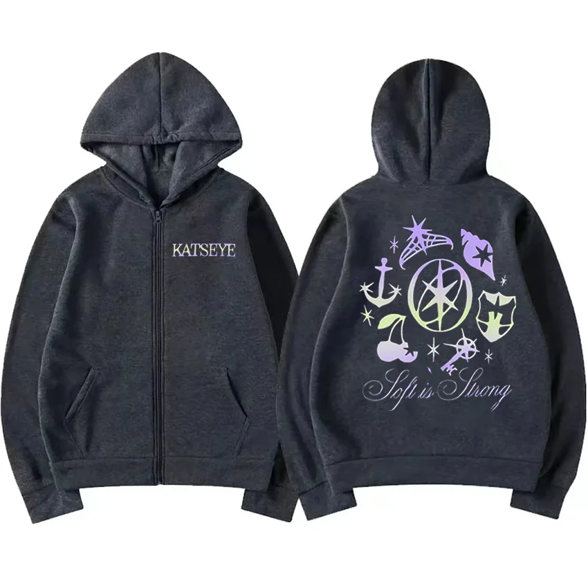 Katseye-chándal con gráficos vintage para hombre y mujer, tops de lana, ropa de moda, abrigo de Hip Hop, chaqueta con cremallera, ropa informal suelta, 2025
