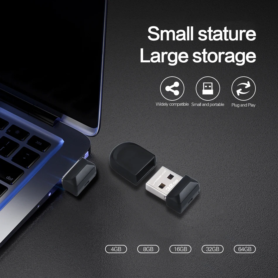 WANSENDA Super Mini unidad Flash USB resistente al agua Pendrive 64GB 32GB 16GB 8GB 4GB capacidad Real USB 2,0 Memory Stick Thumbdrive