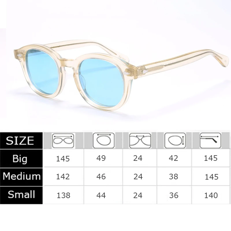 Gafas de Sol Lemtosh para Hombre, Estilo Johnny Depp, Polarizadas, para Mujer, Protección Solar, Marca de Lujo, Montura Vintage de Acetato