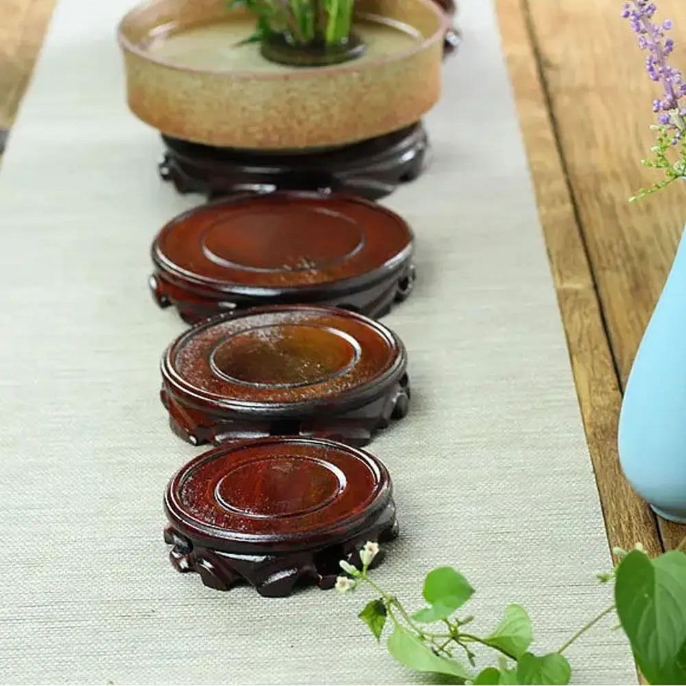 Macetas redondas para el hogar, soporte de madera para exhibición de plantas, contenedor para pecera, florero, asiento, bandeja para maceta, suministros de jardín