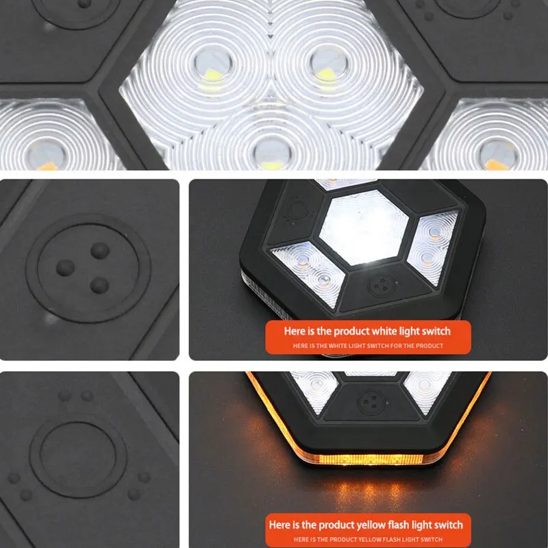 Luz de advertencia COB giratoria de 360 ° para coche, imán de carga USB de emergencia, adsorción nocturna, lámpara intermitente amarilla y blanca, luces de techo para maletero