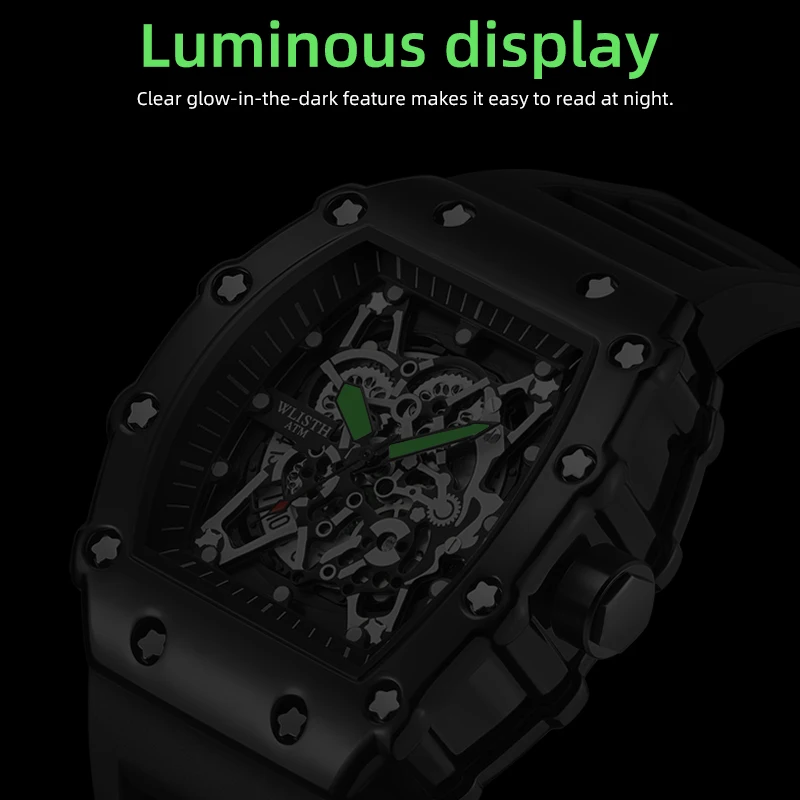 Reloj de comercio exterior Esfera grande para hombres Reloj luminoso cuadrado deportivo resistente al agua de cuarzo para hombres