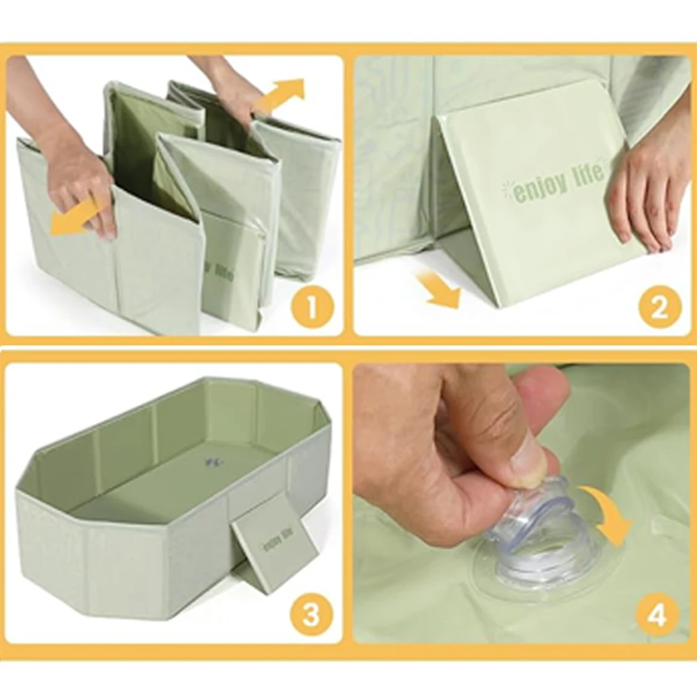 1 bañera plegable para uso familiar, una práctica piscina de jardín para el verano con almacenamiento, y una bañera para bebés adecuada para viajes familiares.