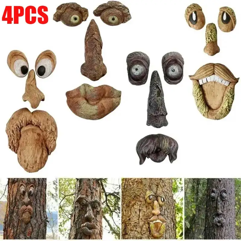 Estatuas de cara de árbol al aire libre, abrazador de árbol de anciano, corteza, decoración de cara de fantasma, arte divertido para patio, decoración de árbol, accesorios creativos para jardín al aire libre