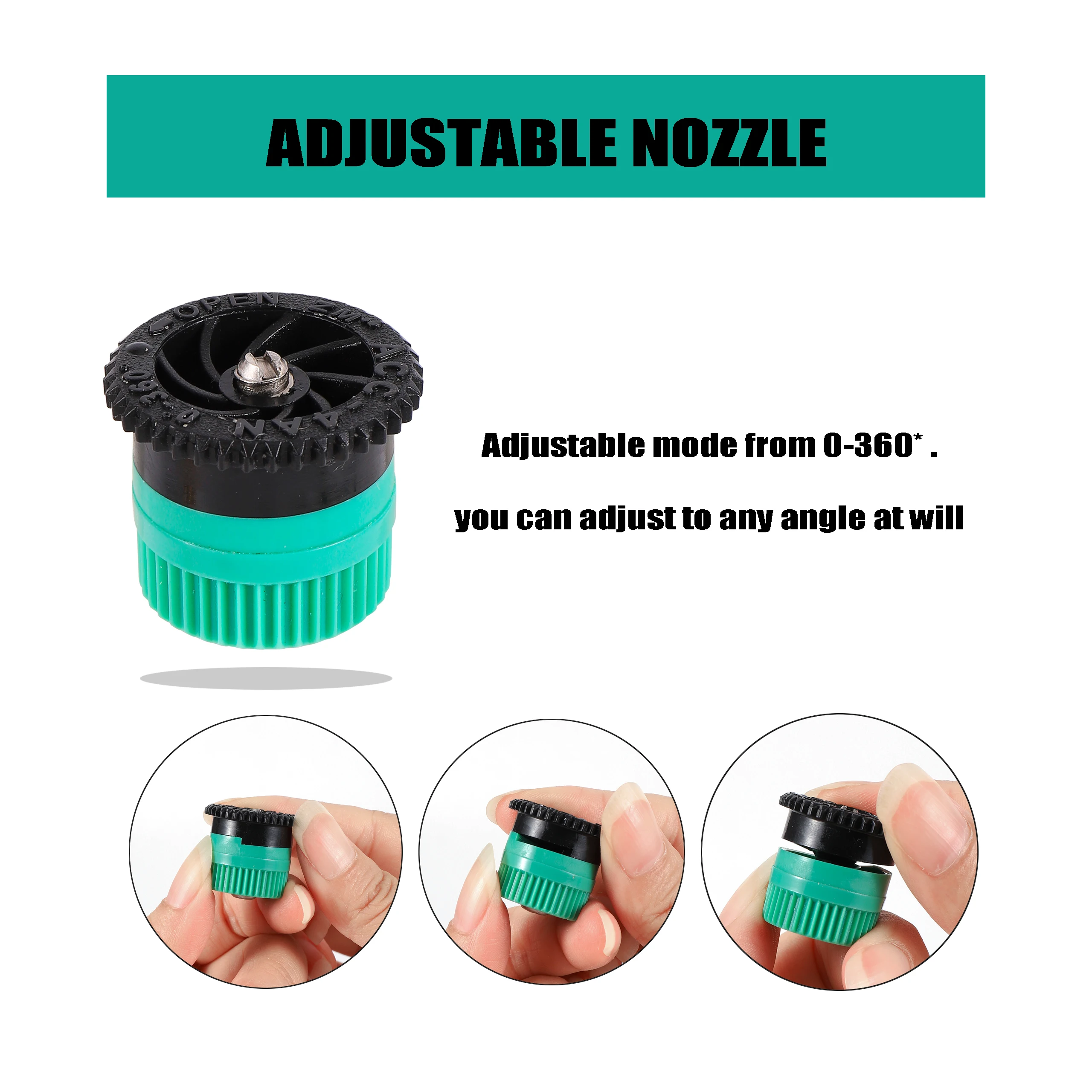 Boquilla difusora giratoria ajustable de 0 ~ 360 grados, aspersor emergente para jardín, césped, granja, accesorios de conexión de rosca hembra de 1/2 ", 1 unidad