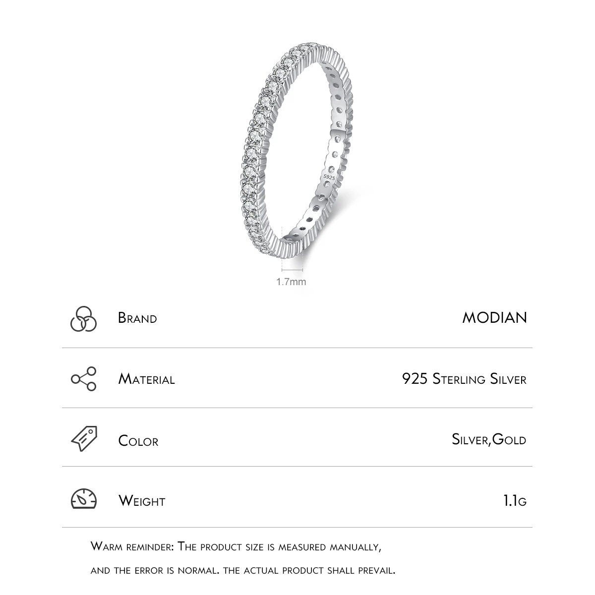 Anillo de compromiso de boda MODIAN de Plata de Ley 925 con circonita brillante clásica, anillo de novia de promesa para mujer, regalo de joyería fina