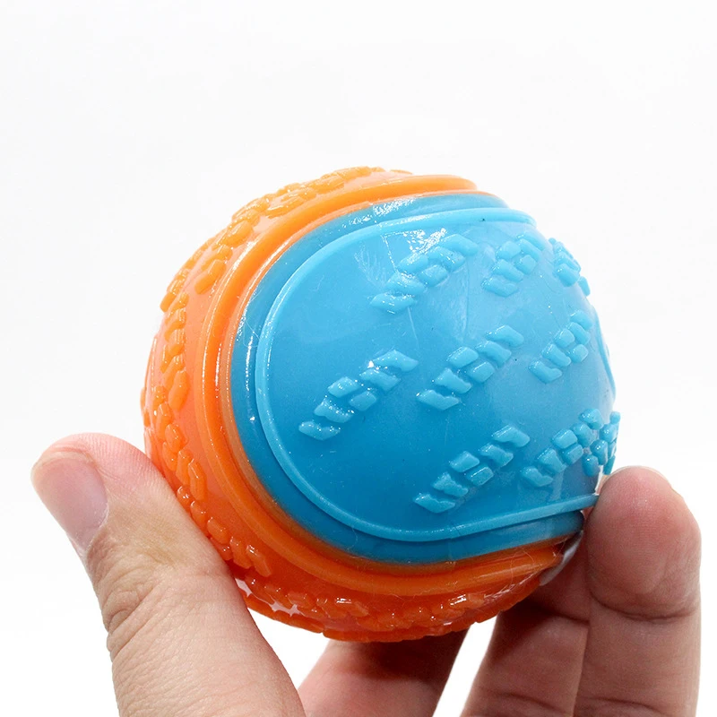 Pelota interactiva para perro, juguete suave de TPR para entrenamiento interactivo, Limpieza de dientes de Mascota, resistente a las mordeduras, Color aleatorio